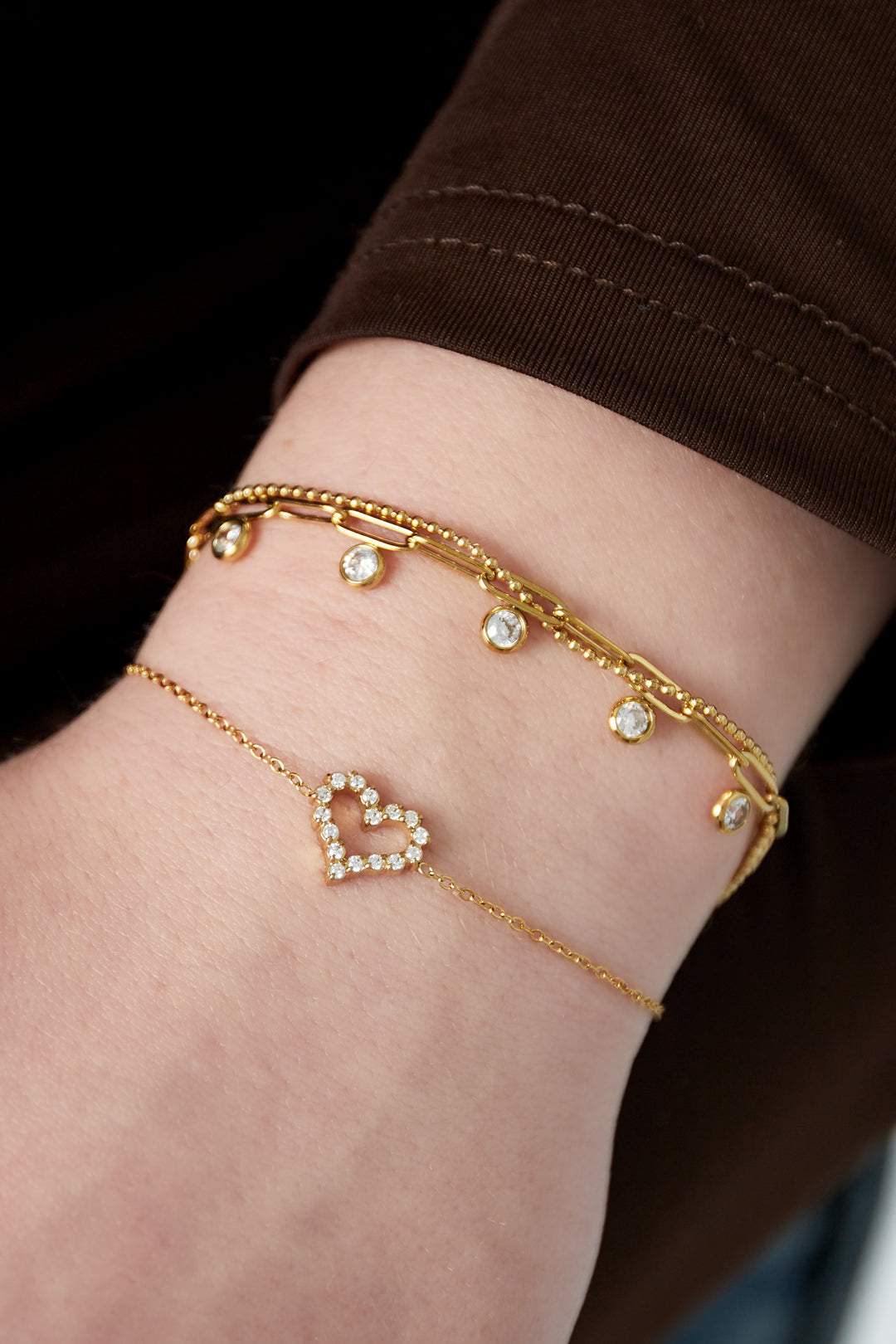 Pulsera de corazón con diamantes de imitación