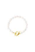 Pulsera perla cierre corazón Color dorado Acero inoxidable