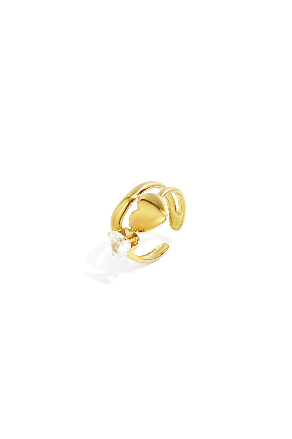 Anillos de piedras preciosas de acero inoxidable con forma de corazón, informales, diarios, serie sencilla, joyería para mujer