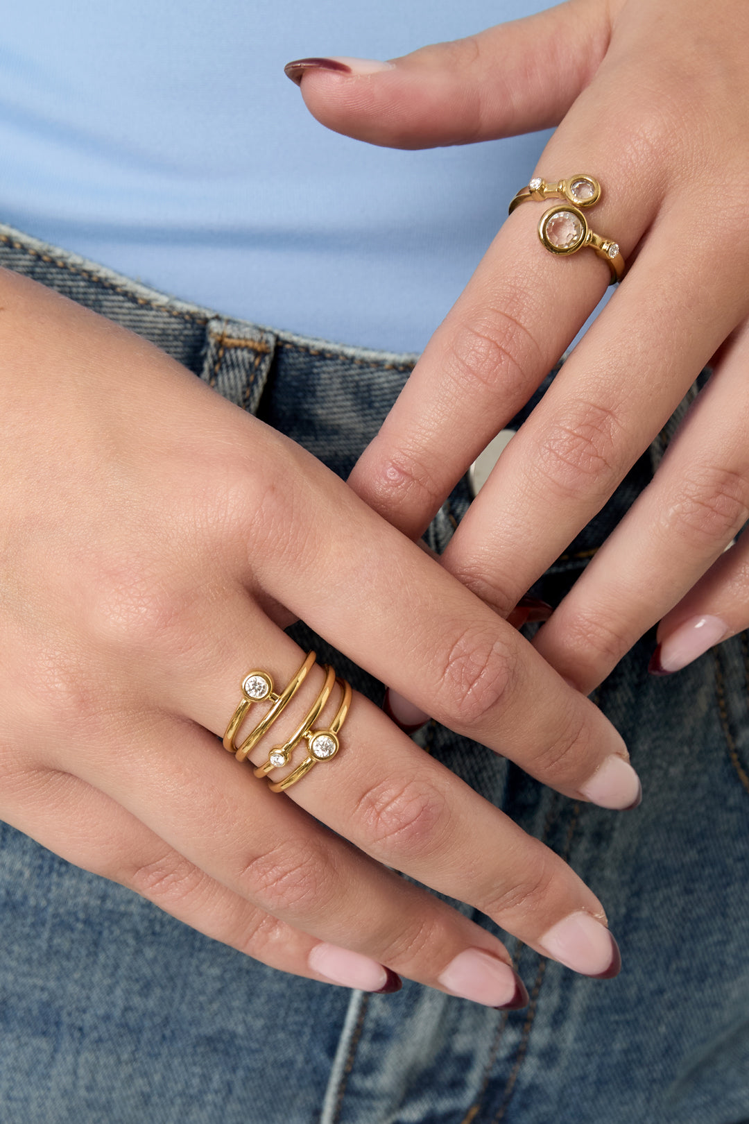 Anillos de acero inoxidable con estilo, líneas simples, estilo casual, diario, serie, joyería para mujer.