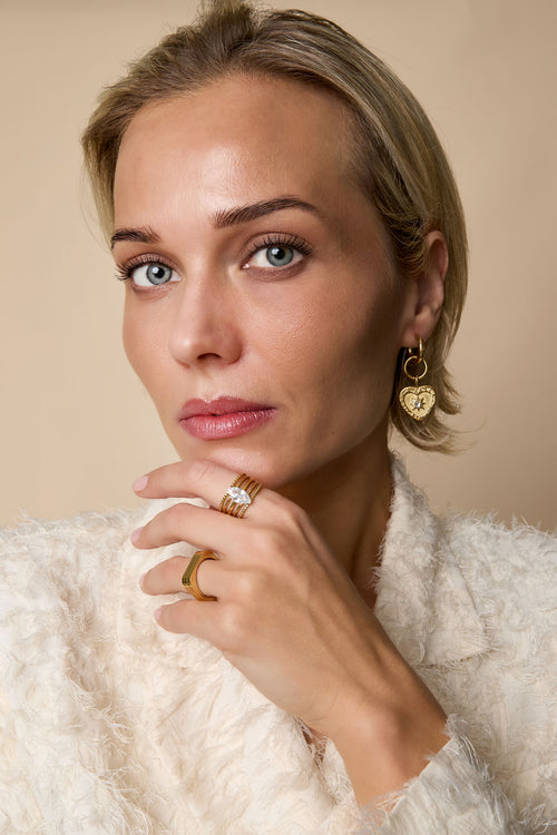 Anillos de piedras preciosas de acero inoxidable líneas casuales diarios serie simple joyería de mujer