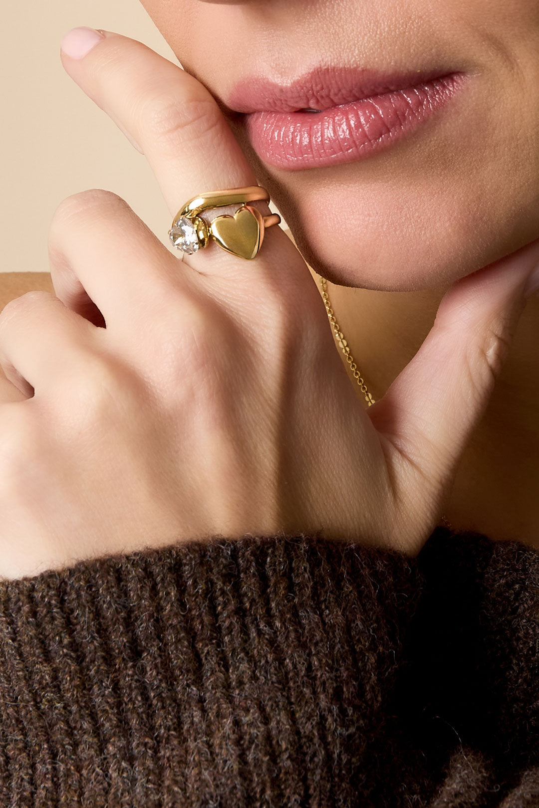 Anillos de piedras preciosas de acero inoxidable con forma de corazón, informales, diarios, serie sencilla, joyería para mujer