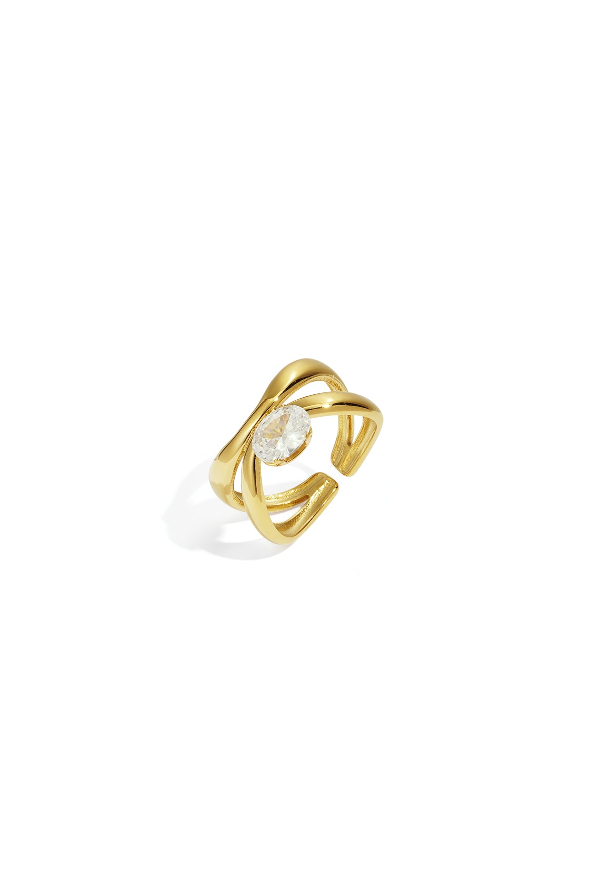 Anillos de piedras preciosas de acero inoxidable líneas simples diarias Serie simple Joyas para mujer