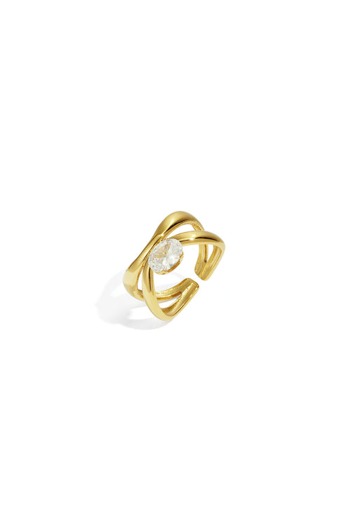Anillos de piedras preciosas de acero inoxidable líneas simples diarias Serie simple Joyas para mujer